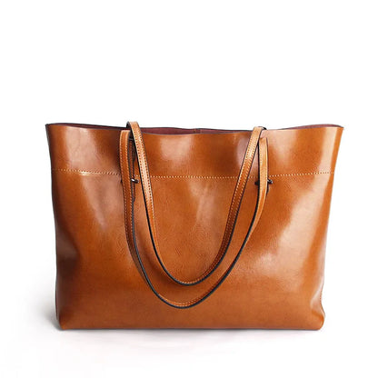 Brown Women Handbag 100% Genuine Leather Female Shoulder Purse Ladies Black Tote Bag Large Capacity Shopping Bags