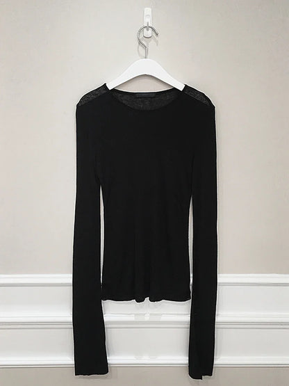 Shirt Women T-Shirt Long Sleeve Korean Style Slim Basic Elasticity Tshirt Top Womens Clothing T Shirt Femme