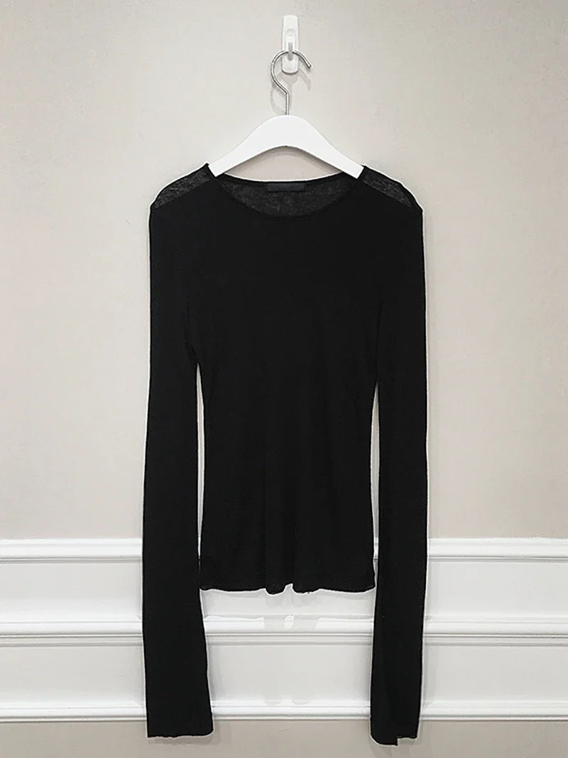Shirt Women T-Shirt Long Sleeve Korean Style Slim Basic Elasticity Tshirt Top Womens Clothing T Shirt Femme