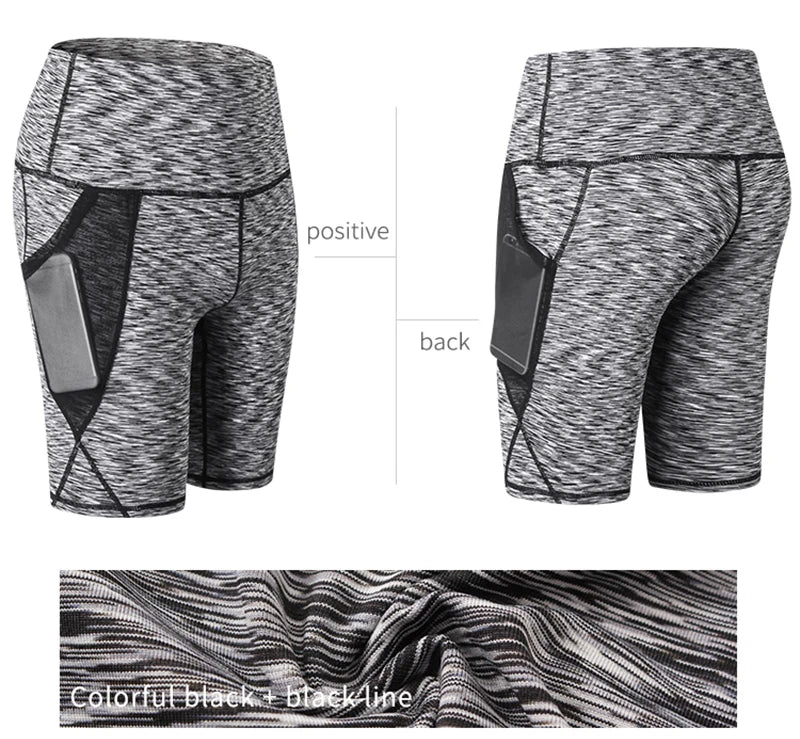 2023 Summer Gym Shorts Women High Waist Compression Quick Dry Yoga Shorts femme Fitness Running Push Up Shorts Pockets Design