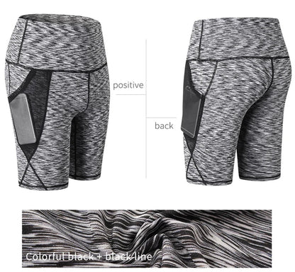 2023 Summer Gym Shorts Women High Waist Compression Quick Dry Yoga Shorts femme Fitness Running Push Up Shorts Pockets Design