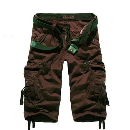New Summer Casual Shorts Mens Straight Solid Sports Shorts Men Joggers Cargo Shorts Fashion Cotton Knee Length Sweatpants Man