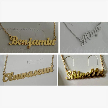 Customized Fashion Stainless Steel Name Necklace Personalized Letter Gold Color Choker Necklace Pendant Nameplate Gift