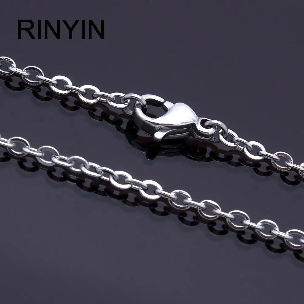 Men Women Jewerly 1mm 16" 18" 20" 22" 24" Inches Links Chain Fashion Necklace Stainless Steel Necklace Classic Pop Rolo Chains
