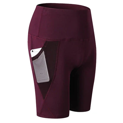 2023 Summer Gym Shorts Women High Waist Compression Quick Dry Yoga Shorts femme Fitness Running Push Up Shorts Pockets Design