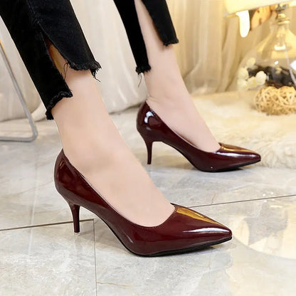 Aphixta Shoes Woman 7cm Or 10cm High Heel Pumps Red Thin Heels Women Shoes Wedding Party Leisure Nude Super Big Szie 48