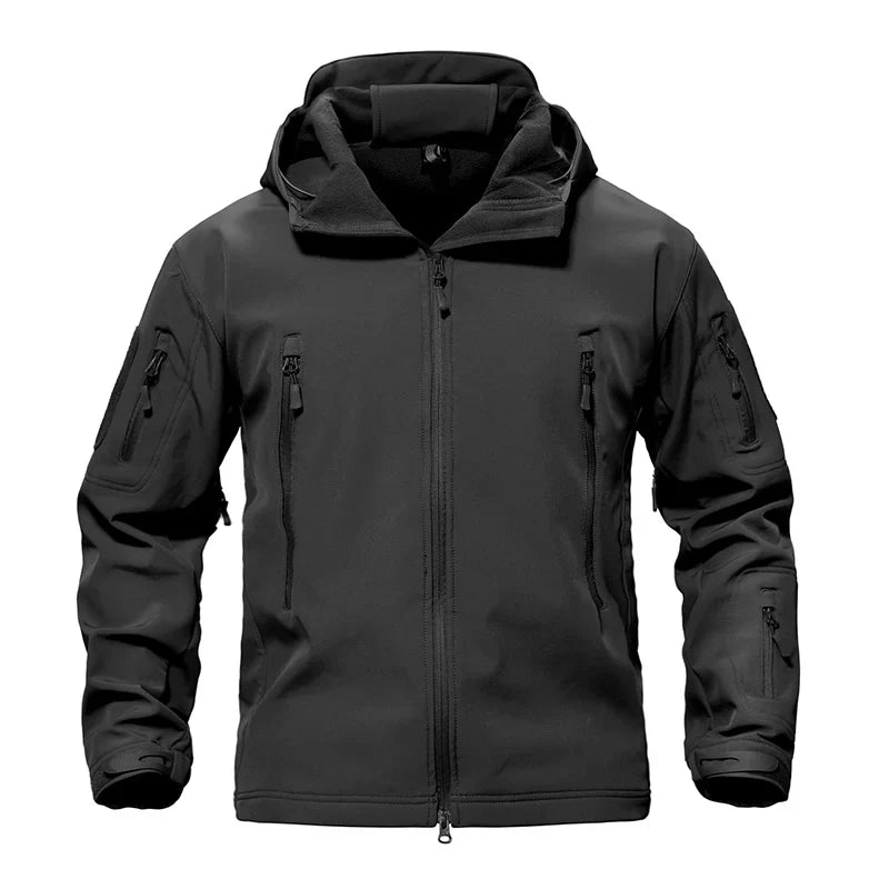 Solid Waterproof Fleece Lined Jacket Mens Jacket Softshell Outwear Coat Windbreaker Outdoor Warm Clothes with Pockets