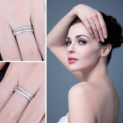 Solid 925 Sterling Silver Wedding Engagement Ring for Woman AAAAA CZ Simulated Diamond Band Ring Luxury Jewelry