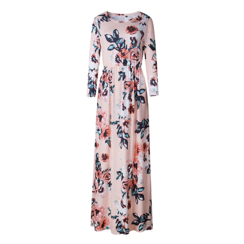 Women Summer Floral Print Maxi  2025 Loose White Boho Beach Dress Women Vintage Evening Party Long Dress Vestidos Female Robe