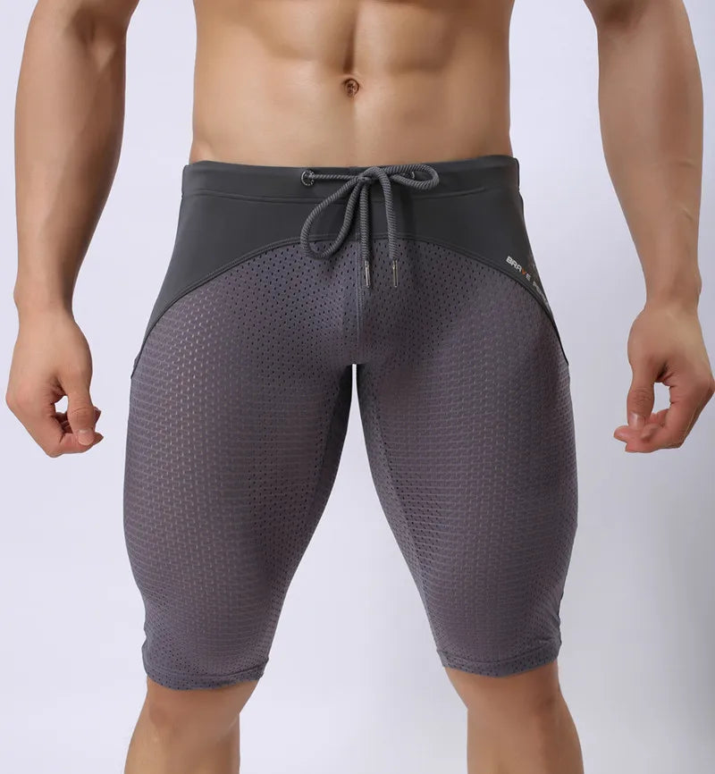 Summer Style Shorts Breathable Mesh Men Tight Beach Shorts Men Multifunction Knee Length Board Shorts Beach Wear