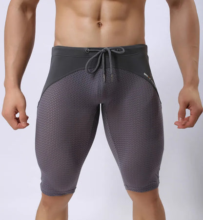 Summer Style Shorts Breathable Mesh Men Tight Beach Shorts Men Multifunction Knee Length Board Shorts Beach Wear