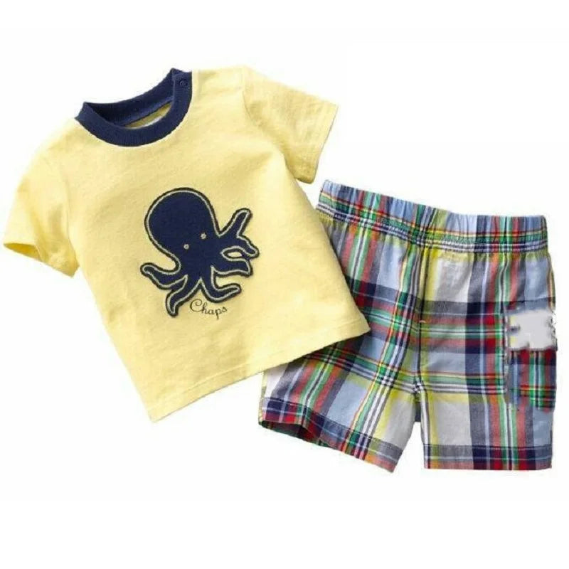 Green Crocodile Baby Boy Clothes Set Bike Children Tee Shirts Pants Suits Kids Outfit 100% Cotton Tops Panties 2 3 4 5 6 7 Years