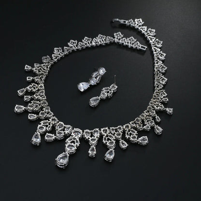 Jewelry Set For Woman Long Necklace Pendant Crystal Earrings Wedding Beads Fashion Jewelry Gift