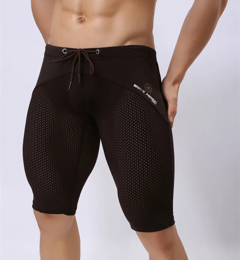 Summer Style Shorts Breathable Mesh Men Tight Beach Shorts Men Multifunction Knee Length Board Shorts Beach Wear