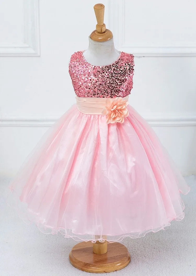 Baby Children Girl Dress NEW Kids Ceremonies Party Summer Princess Wedding Party dress sequins Sleeveless For Girls Clothes