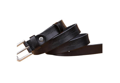 Thin Belts for Women Unisex Genuine Leather Belt Female Metal Pin Buckle Belt