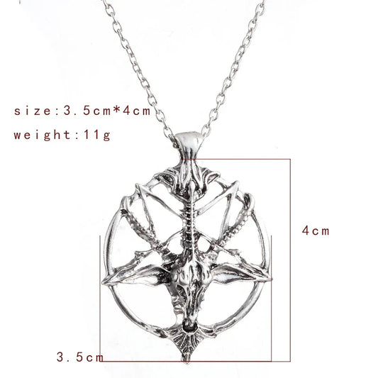 Fashion Jewelry Vintage Charm Women Men Pentagram Pan God Skull Goat Head Pendant Chain Necklaces