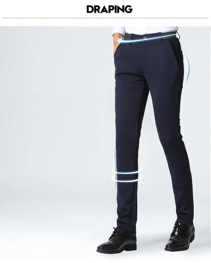 Men's Summer Fashion Business Casual Long Pants Suit Pants Male Elastic Straight Formal Brand Trousers Plus Big Size 28-40