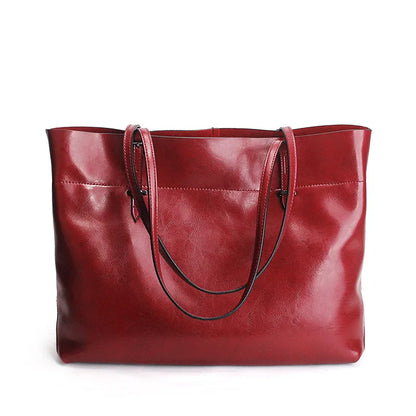 Brown Women Handbag 100% Genuine Leather Female Shoulder Purse Ladies Black Tote Bag Large Capacity Shopping Bags