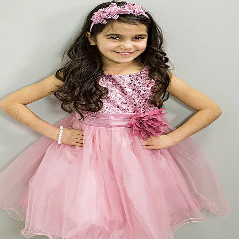Baby Children Girl Dress NEW Kids Ceremonies Party Summer Princess Wedding Party dress sequins Sleeveless For Girls Clothes