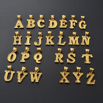 A-Z Letters Necklaces Women Men Gold Plated Initial Pendant Rope Chain English Letter Jewelry Alphabet African #058002B