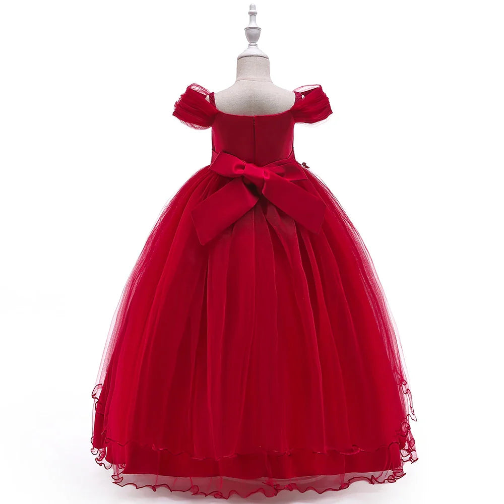 4-14 Years Kids Bridesmaid Dress For Girls Long Lace Wedding Prom Gown Flower Girl Party Dresses Children Formal Evening Clothes