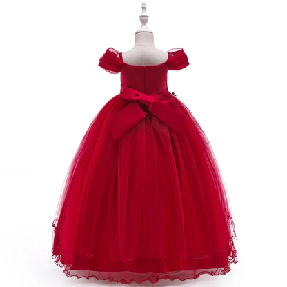 4-14 Years Kids Bridesmaid Dress For Girls Long Lace Wedding Prom Gown Flower Girl Party Dresses Children Formal Evening Clothes
