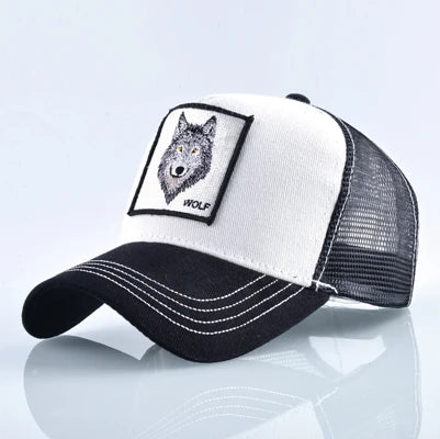 Trucker Cap Men's Breathable Mesh Baseball Caps For Women Outdoor Casual Baseball Hat With Wolf Embroidery Patch