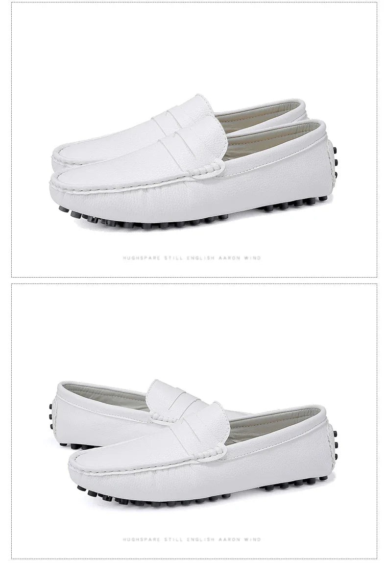 Large Size 49 Men Loafers Soft Moccasins High Quality Spring Autumn Genuine Leather Shoes Men Warm Flats Driving Shoes