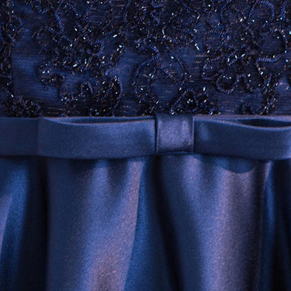 New 2025 Long Formal Evening Dresses Elegant Lace Satin Navy Blue Vestidos Para Mujer Women Party Gown