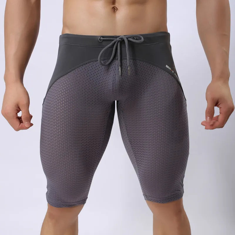 Summer Style Shorts Breathable Mesh Men Tight Beach Shorts Men Multifunction Knee Length Board Shorts Beach Wear