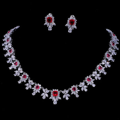 Women AAA Zircon Little Square Clear CZ Bridal Set for Luxury Wedding Choker Necklace Jewelry Sets