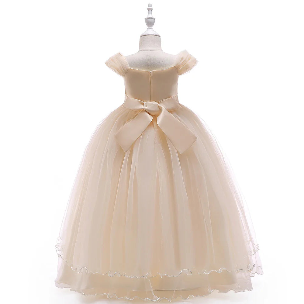 4-14 Years Kids Bridesmaid Dress For Girls Long Lace Wedding Prom Gown Flower Girl Party Dresses Children Formal Evening Clothes