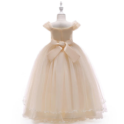 4-14 Years Kids Bridesmaid Dress For Girls Long Lace Wedding Prom Gown Flower Girl Party Dresses Children Formal Evening Clothes
