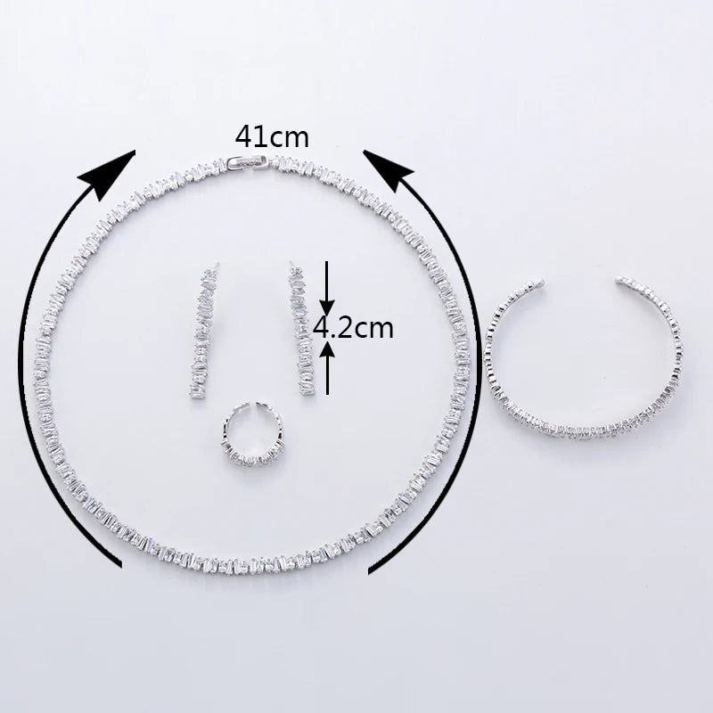 Fashion Irregural Paved Cubic Zinconia Costume Jewelry Set For Ladies Trendy Dubai Wedding Bridal Jewelry Sets TZ8014