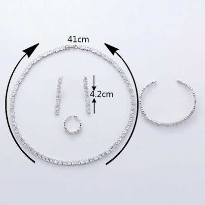 Fashion Irregural Paved Cubic Zinconia Costume Jewelry Set For Ladies Trendy Dubai Wedding Bridal Jewelry Sets TZ8014