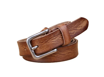 Thin Belts for Women Unisex Genuine Leather Belt Female Metal Pin Buckle Belt