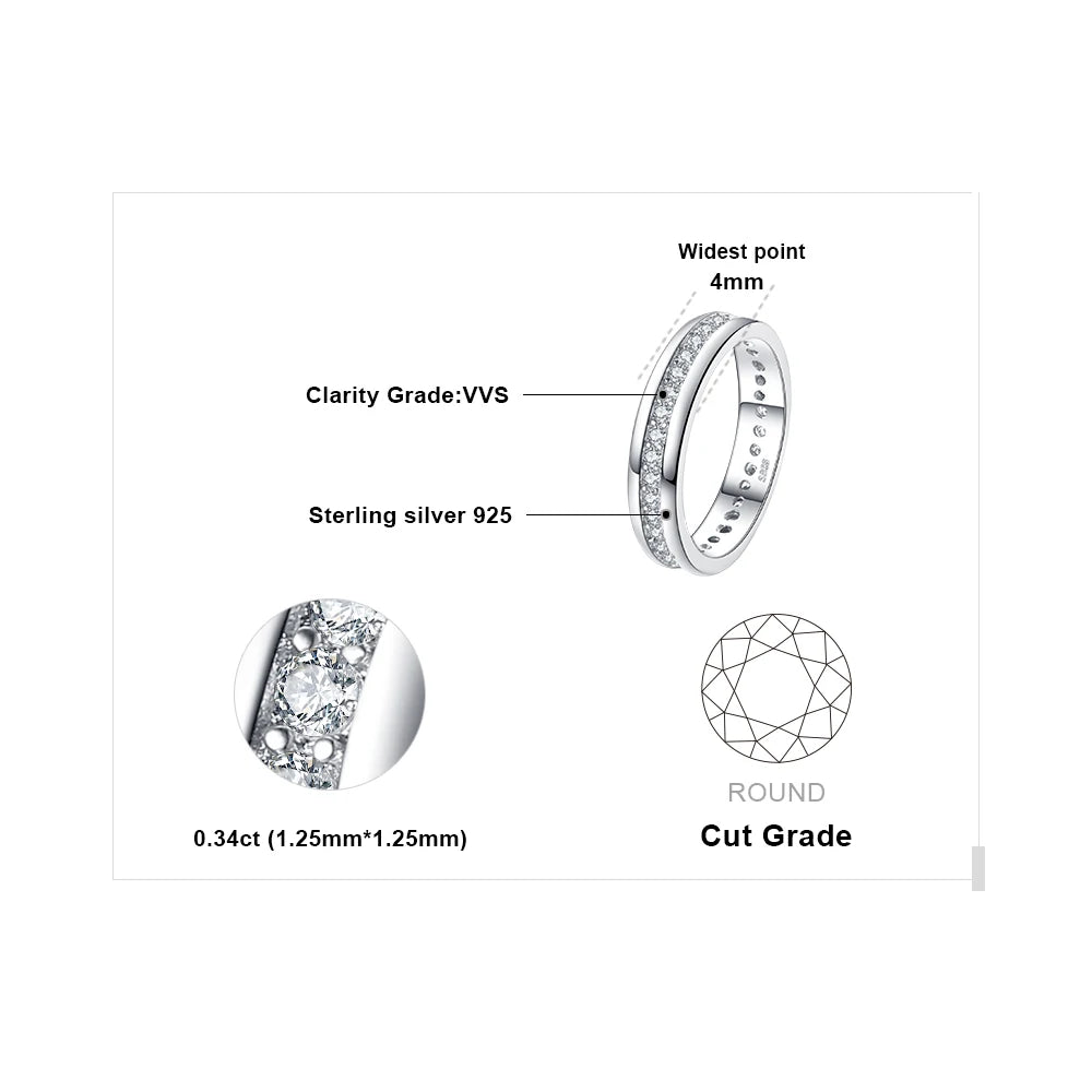Solid 925 Sterling Silver Wedding Engagement Ring for Woman AAAAA CZ Simulated Diamond Band Ring Luxury Jewelry