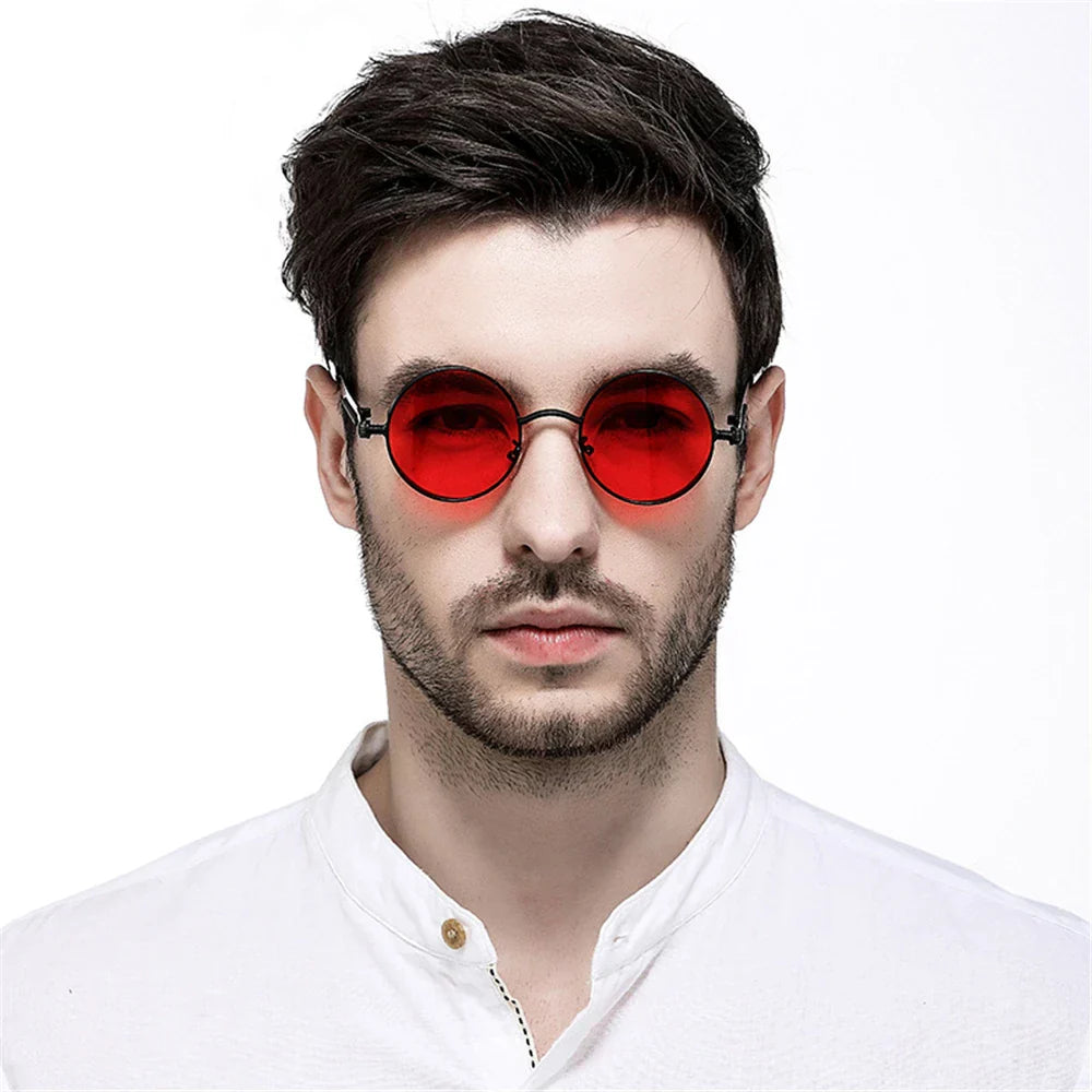 Vintage Steampunk Red Sunglasses Men Round Punk Alloy Metal Retro Sun Glasses Women 2026 Goggles Gothic Style Shades