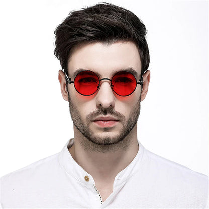 Vintage Steampunk Red Sunglasses Men Round Punk Alloy Metal Retro Sun Glasses Women 2026 Goggles Gothic Style Shades