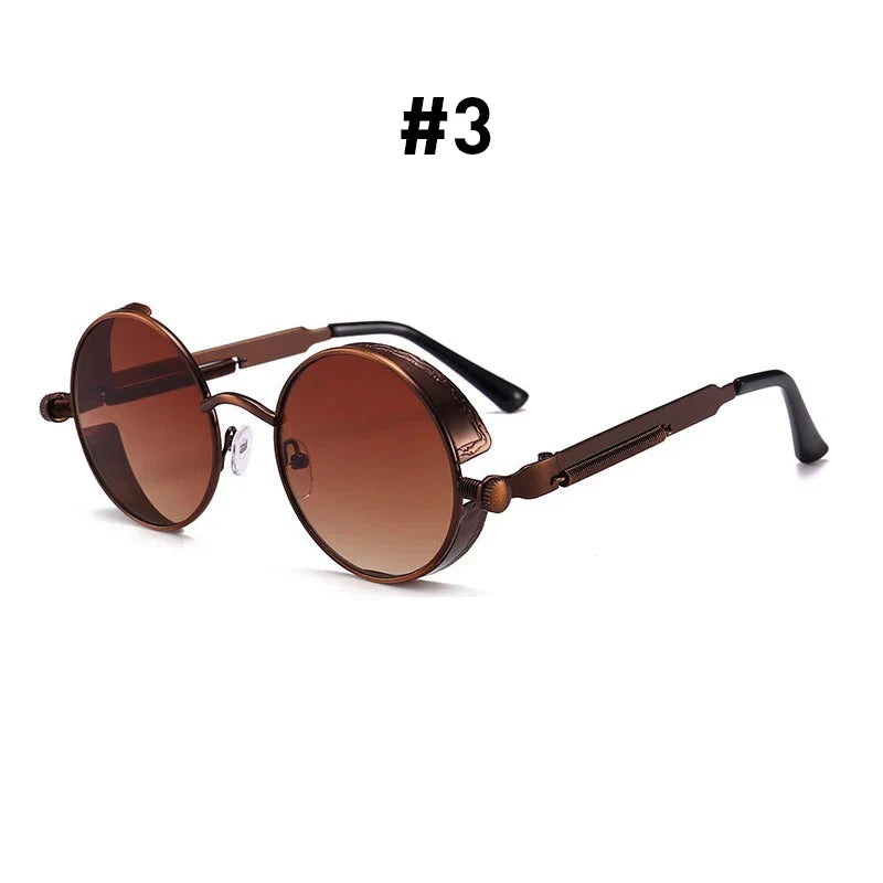 Vintage Steampunk Red Sunglasses Men Round Punk Alloy Metal Retro Sun Glasses Women 2026 Goggles Gothic Style Shades