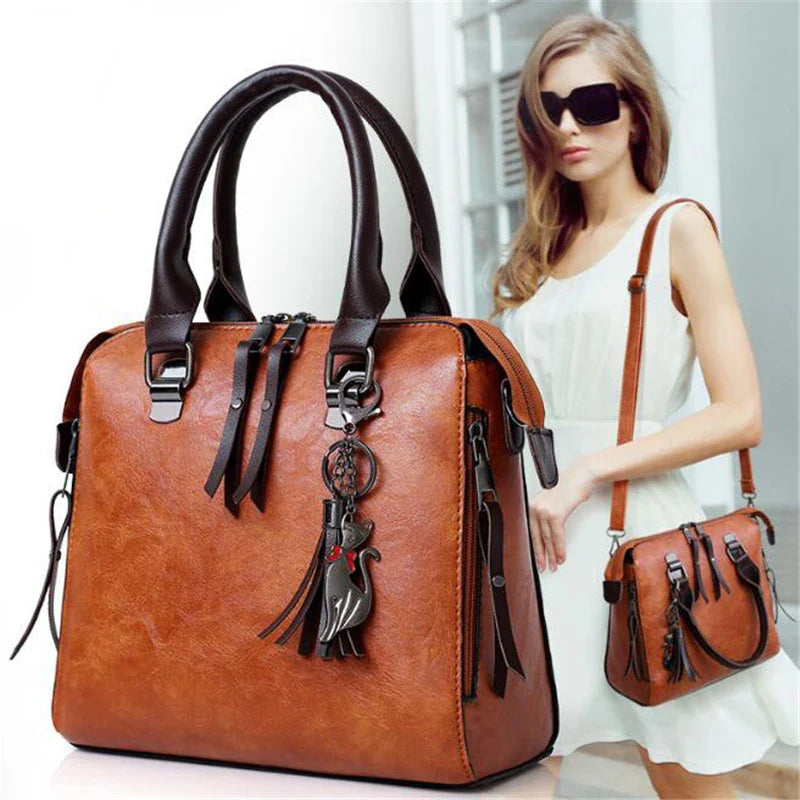 Bolsa Com Tassel Composto Feminina Bolsa De Couro De Luxo Bolsas De Marcas Famosas Designer Bolsa De Ombro Feminina Com Alça Superior 4 Peças/Conjunto