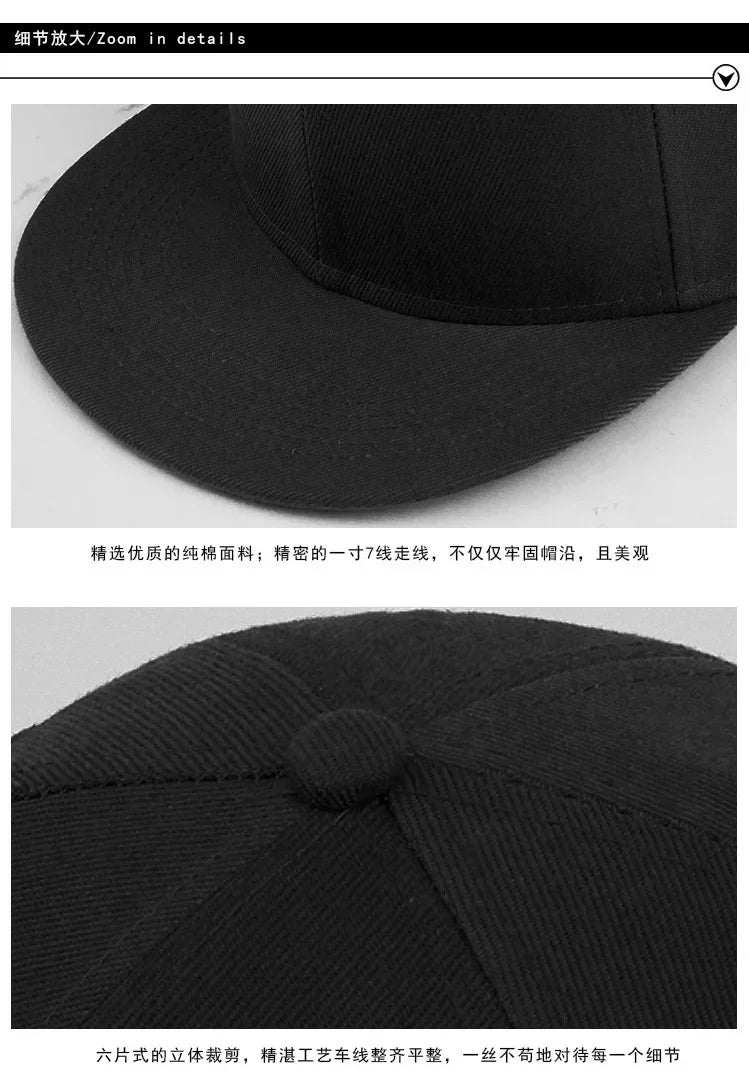Big Size Back Closure Baseball Cap Flat Bill Plain Sport Hat Oversize Large Men Women Fitted Cap 56cm to 64cm