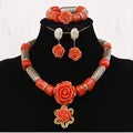 African Wedding Coral Beaded Fine Jewelry Set For Women High Quality 2023