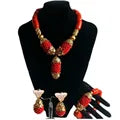 African Wedding Coral Beaded Fine Jewelry Set For Women High Quality 2023