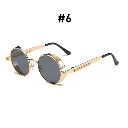 Vintage Steampunk Red Sunglasses Men Round Punk Alloy Metal Retro Sun Glasses Women 2026 Goggles Gothic Style Shades
