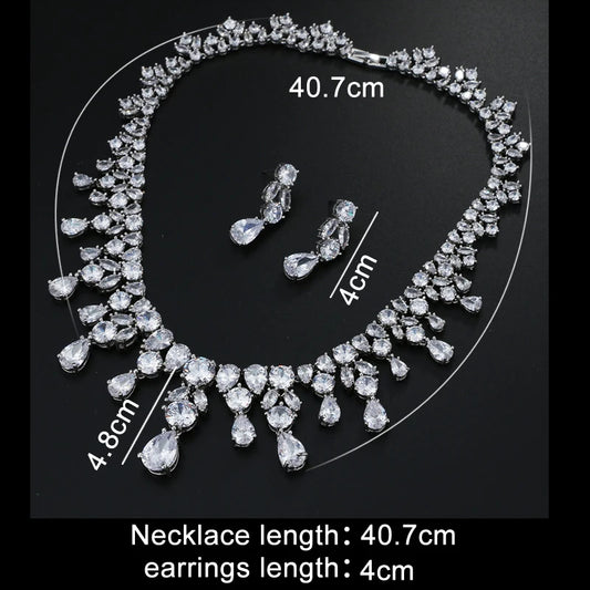 Jewelry Set For Woman Long Necklace Pendant Crystal Earrings Wedding Beads Fashion Jewelry Gift