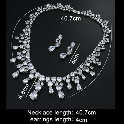 Jewelry Set For Woman Long Necklace Pendant Crystal Earrings Wedding Beads Fashion Jewelry Gift