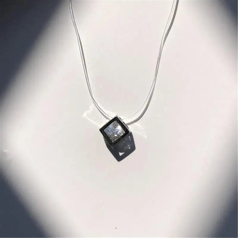 2019 Female New Heart Star Necklace Meteorite Pendant Transparent Fishing Line Invisible Women Zircon Pendants Necklace Jewelry