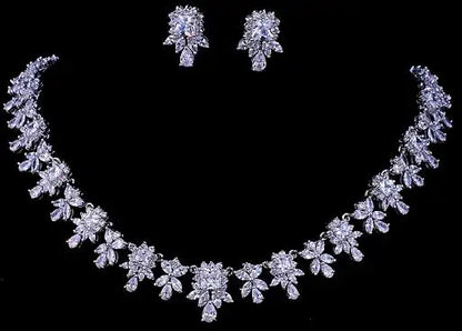 Women AAA Zircon Little Square Clear CZ Bridal Set for Luxury Wedding Choker Necklace Jewelry Sets